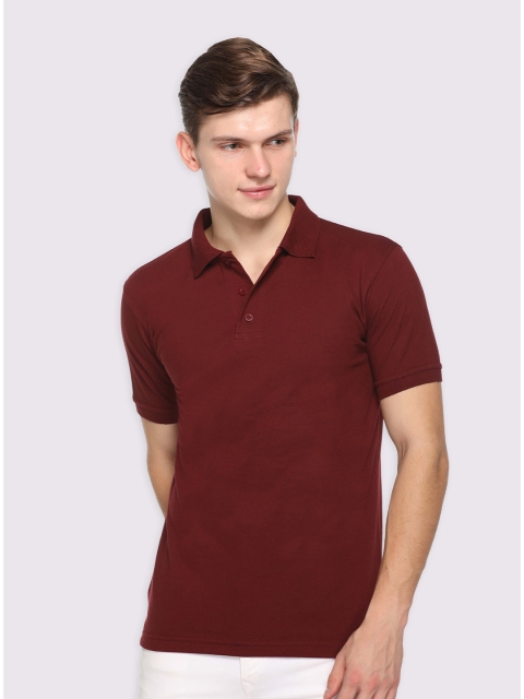 

Kanvin Men Maroon Polo Collar Solid T-shirt