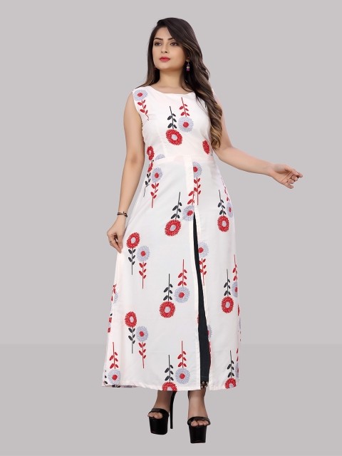 

MODLI 20 FASHION White Floral Crepe Maxi Dress