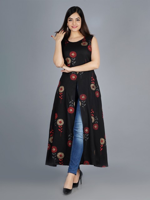 

MODLI 20 FASHION Women Black Floral Crepe Maxi Dress