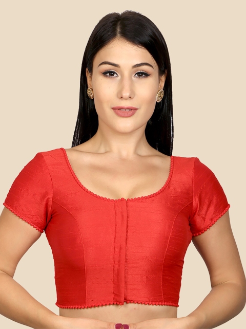 

neckbook Women Red Solid Princess Cut Padded Readymade Saree Blouse