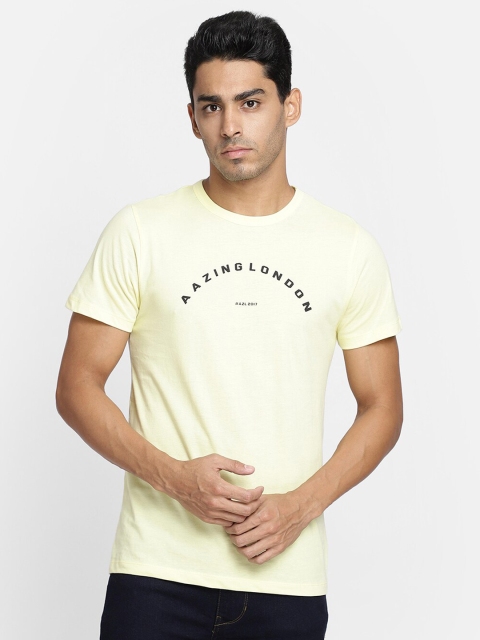 

Aazing London Men Yellow Typography Printed T-shirt