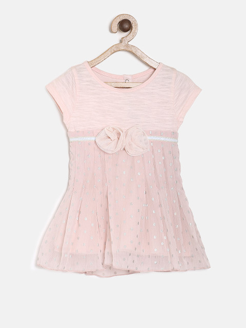 

Palm Tree Girls Peach-Coloured Printed Empire Dress
