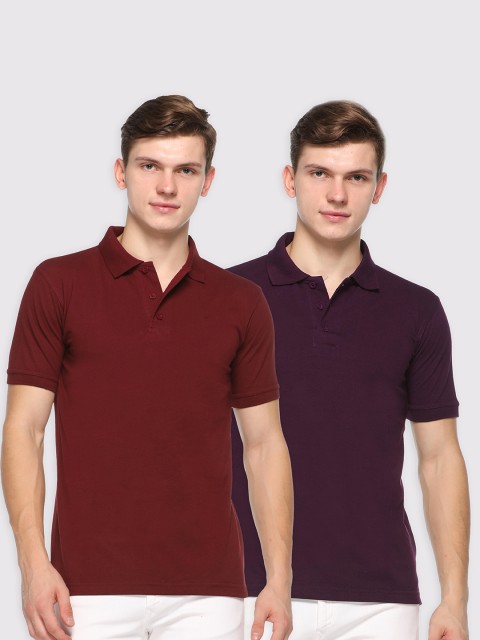 

Kanvin Men Maroon & Purple Pack Of 2 Polo Collar T-shirt
