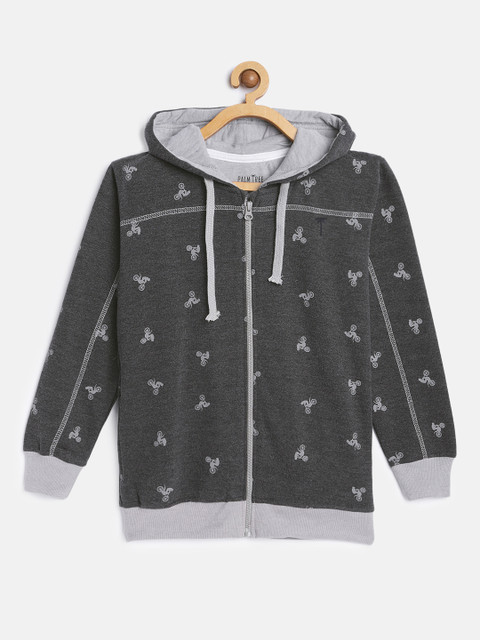 

Palm Tree Boys Grey Printed Hooded Sweatshirt