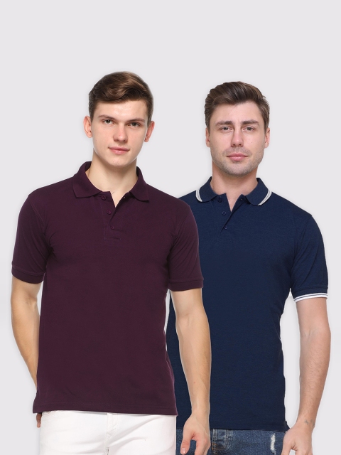 

Kanvin Men Pack of 2 Polo Collar T-shirt, Maroon
