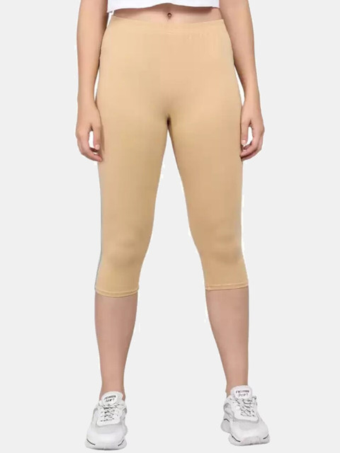 

FRENCH KLEIDER Girls Beige Solid Cotton Capris