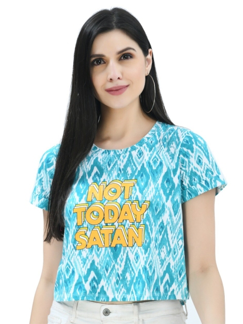 

DOLSU Women Blue Print Boxy Top