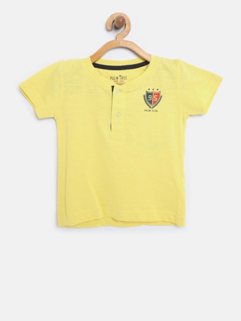 

Palm Tree Boys Yellow Solid Henley Neck T-shirt
