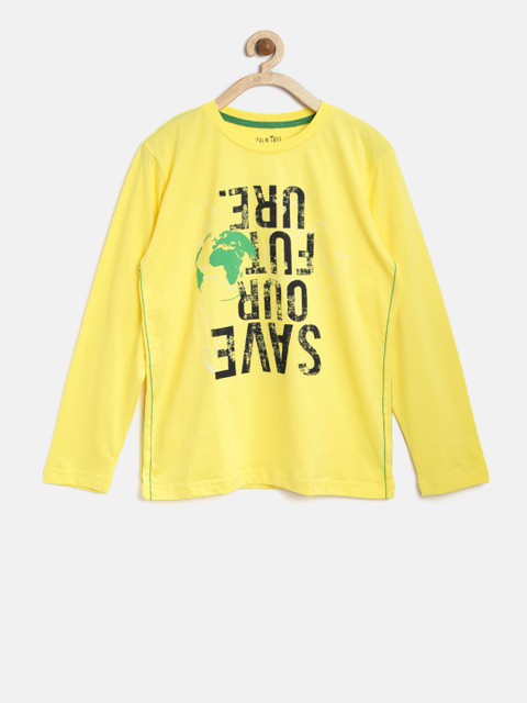 

Palm Tree Boys Yellow Printed Round Neck T-shirt