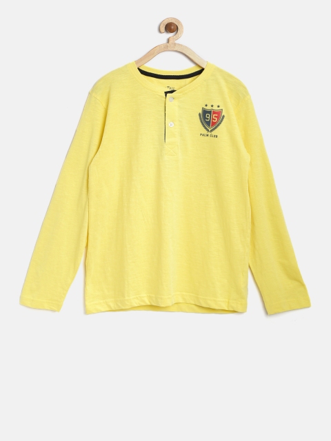 

Palm Tree Boys Yellow Solid Henley Neck T-shirt
