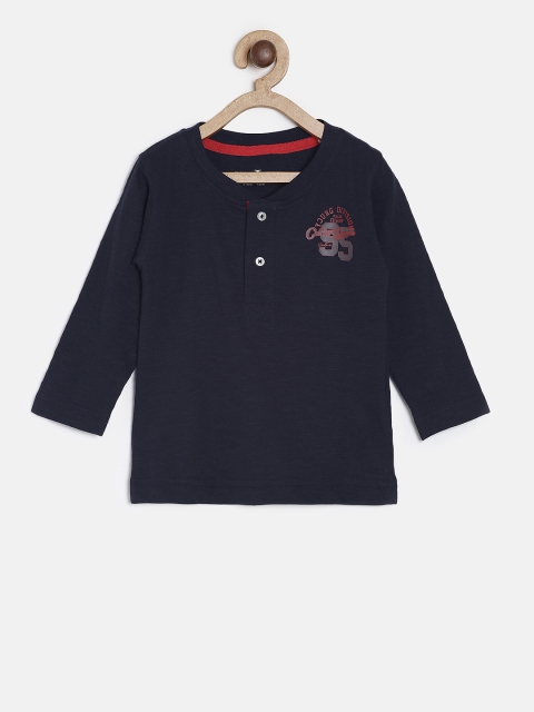 

Palm Tree by Gini & Jony Boys Navy Blue Solid Henley Neck T-shirt