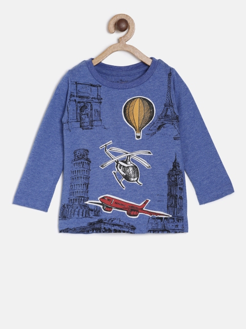 

Palm Tree by Gini and Jony Boys Blue Printed Round Neck T-shirt