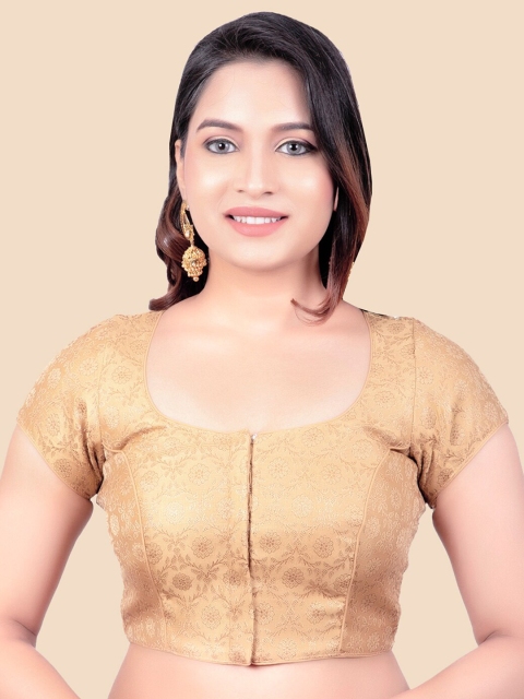 

FEMMIBELLA Women Gold Colored Woven Design Brocade Saree Blouse