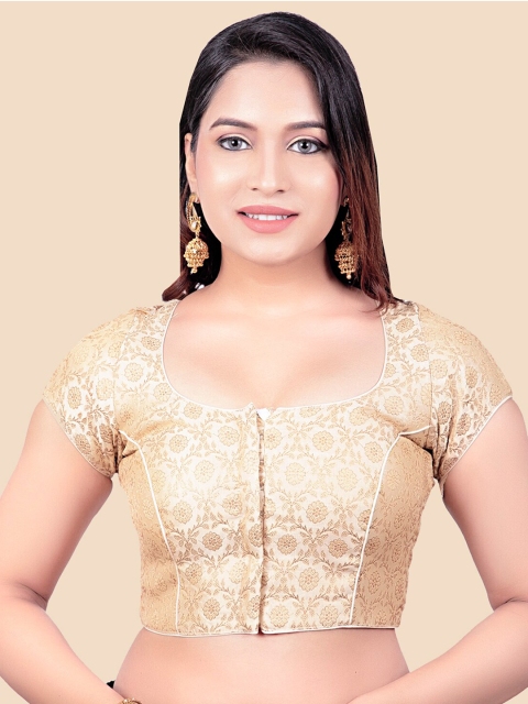 

FEMMIBELLA Women Cream Woven Design Padded Readymade Saree Blouse