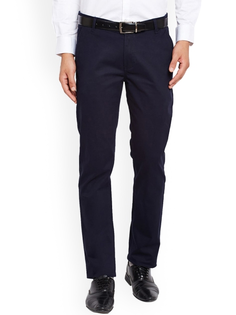 

Hancock Men Navy Blue Solid Slim Fit Formal Trousers