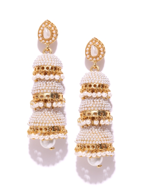 

YouBella Off-White & Gold-Toned Dome-Shaped Jhumkas