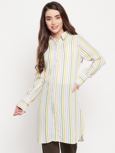 

Madame Women Off White Vertical Striped Crepe Kurta