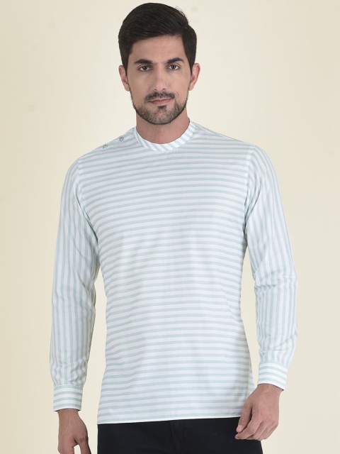 

DEYANN Men Green Striped Kurta