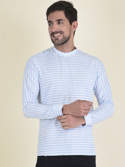 

DEYANN Men Blue & White Striped Pure Cotton Kurti