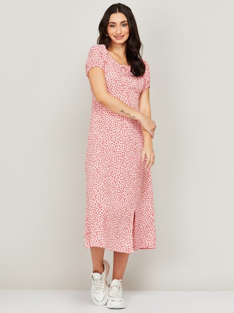 

Fame Forever by Lifestyle Pink Floral A-Line Midi Dress