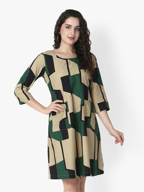 

Again fashions Green & Black A-Line Dress