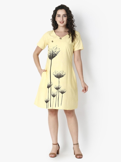 

Again fashions Women Yellow A-Line Dress
