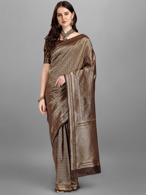 

Fashionuma Beige & Gold-Toned Ethnic Motifs Printed Jacquard Saree