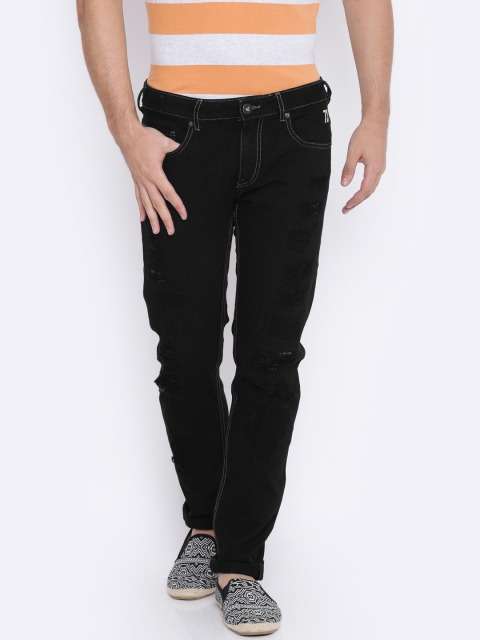 

Pepe Jeans Men Coffee Brown Regular Fit Mid-Rise Highly Distressed Jeans