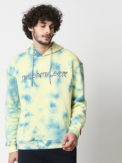 

Blamblack Men Yellow Printed Hooded Sweatshirt