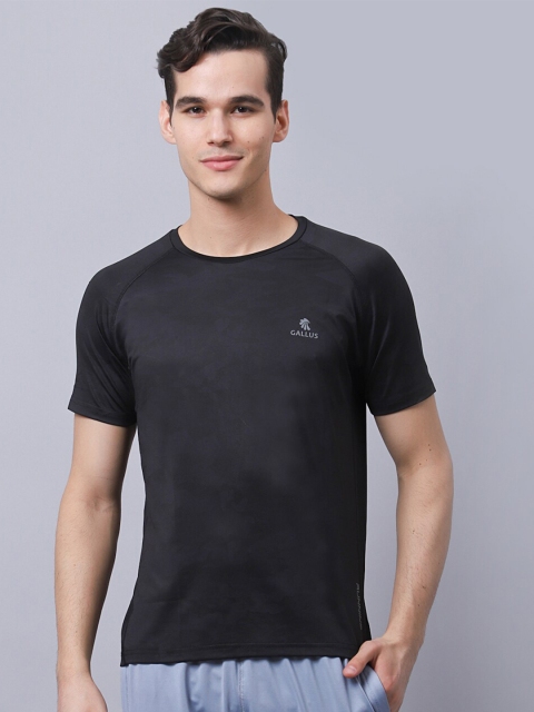 

Gallus Men Black Drop-Shoulder Sleeves Dri-FIT Slim Fit T-shirt