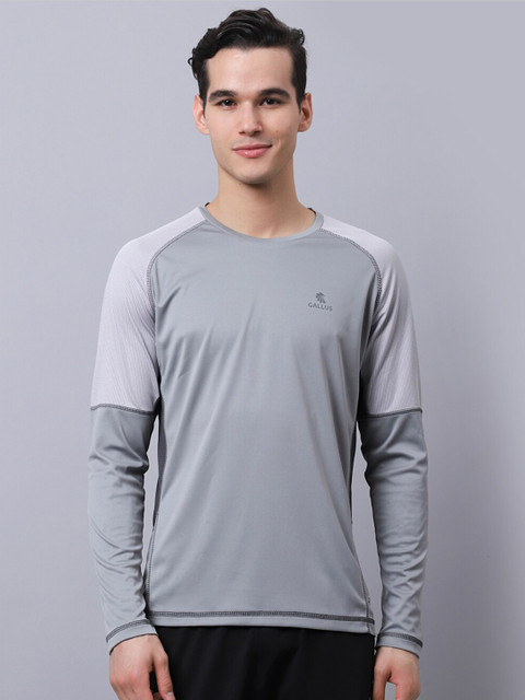 

Gallus Men Grey Dri-FIT Slim Fit T-shirt