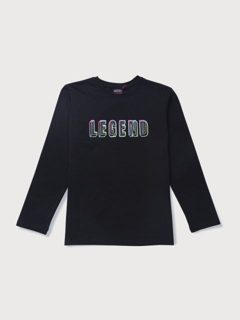 

Gini and Jony Boys Black Typography Printed T-shirt
