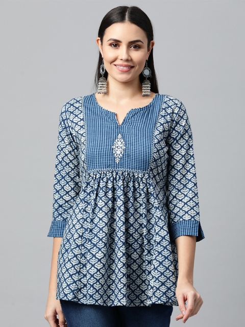 

KAMI KUBI Women Blue Ethnic Printed Tunic