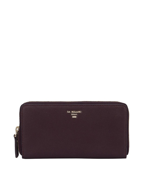 

Da Milano Women Burgundy Textured Leather Zip Around Wallet