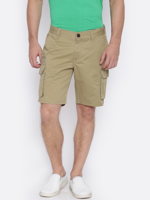 

Pepe Jeans Men Khaki Solid Regular Fit Cargo Shorts
