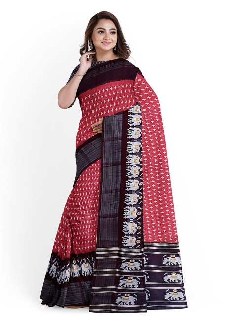 

Florence Peach-Coloured & Black Kalamkari Silk Blend Bhagalpuri Saree