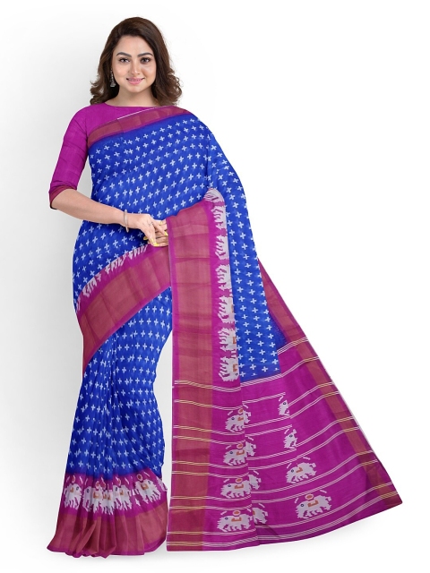 

Florence Blue Ethnic Motifs Silk Blend Ready to Wear Bhagalpuri Saree
