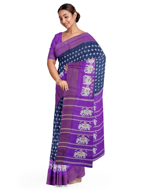 

KALINI Women Grey Kalamkari Printed Silk Blend Bhagalpuri Saree