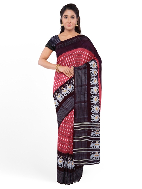 

Florence Peach-Coloured & Black Kalamkari Silk Blend Ready to Wear Saree