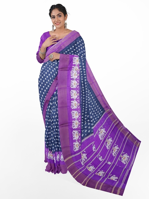 

Florence Grey & Purple Ethnic Motifs Silk Blend Ready to Wear Bhagalpuri Saree