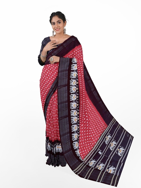 

KALINI Peach-Coloured & Black Kalamkari Silk Blend Bhagalpuri Saree