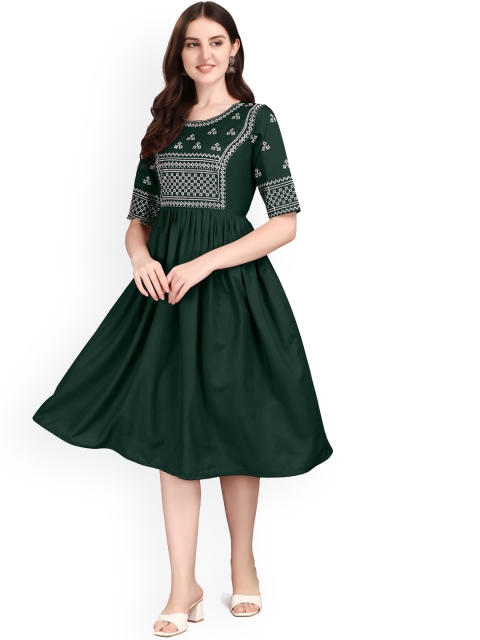

FAVRIZ Women Green Anarkali Kurta