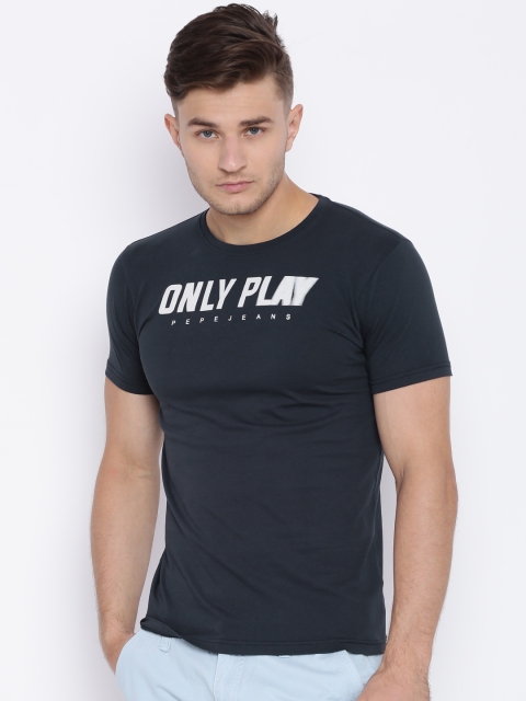 

Pepe Jeans Men Navy Blue Printed Round Neck Slim Fit T-shirt