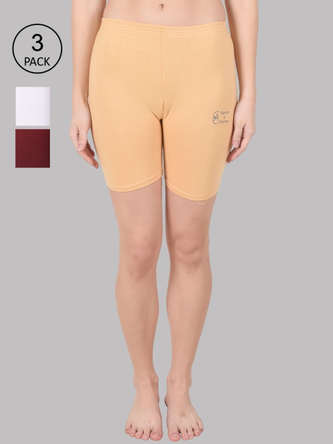 Apraa & Parma Women Beige Slim Fit Cycling Sports Shorts