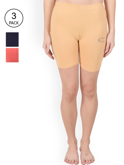

Apraa & Parma Women Beige, Black & Pink Slim Fit Cycling Sports Shorts