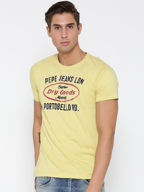 

Pepe Jeans Men Yellow Printed Round Neck T-shirt