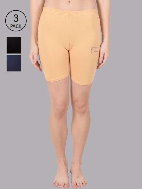 

Apraa & Parma Women Set of 3 Beige Slim Fit Cycling Sports Shorts