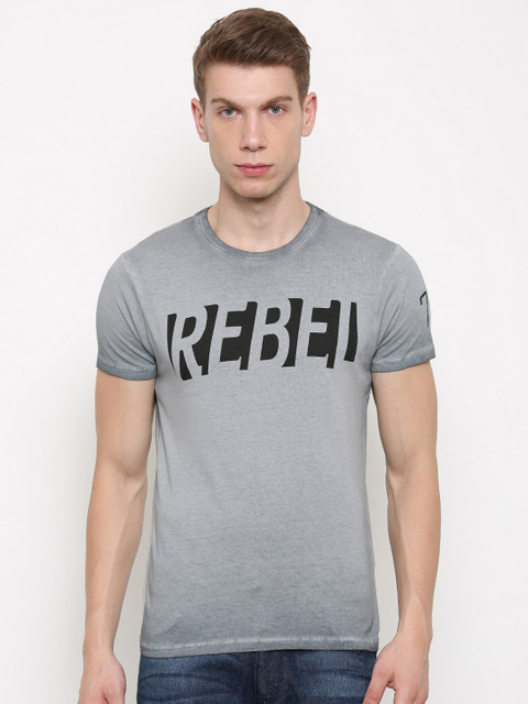 

Pepe Jeans Men Grey Slim Fit Printed Round Neck T-Shirt