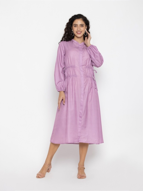 

OCTICS Pink A-Line Midi Dress
