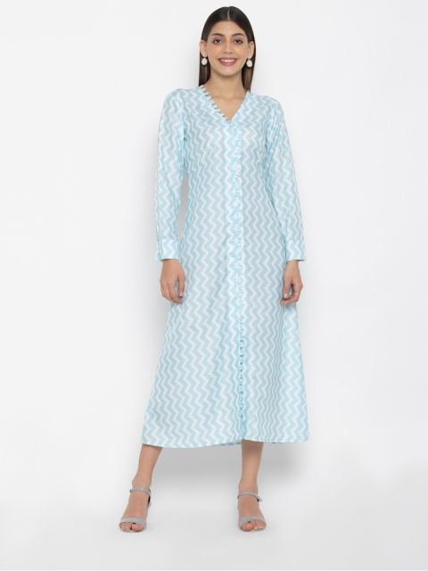 

OCTICS Blue A-Line Midi Dress